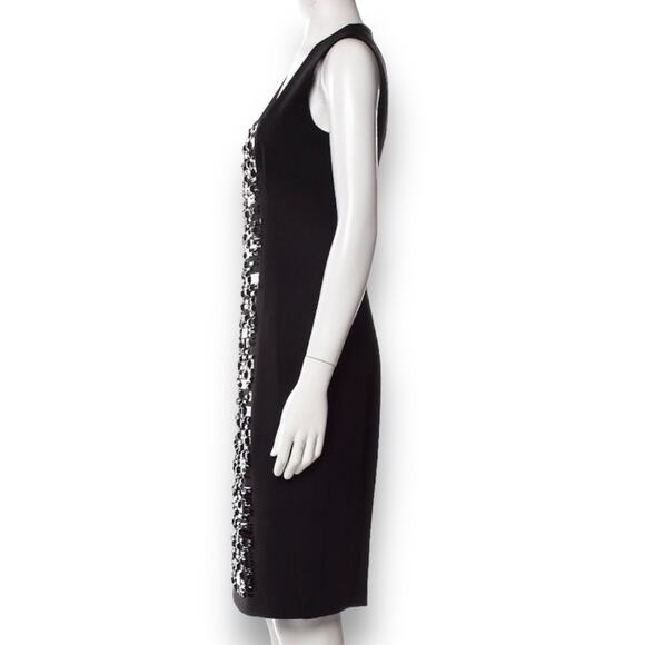 AKRIS Black Dress Size 16 Square Neck Knee Length Stud Embellishments MSRP $2500 - Picture 2 of 13